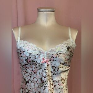 Victoria's Secret Pink & White Cheetah Print Satin Slip with Iridescent Sequins